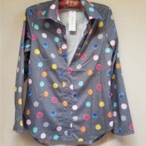 Polka Dot Women's Blouse - Gray Multicolor